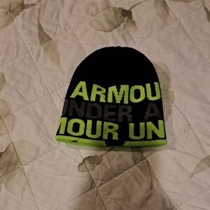 Under Armour Black and Neon Green Beanie